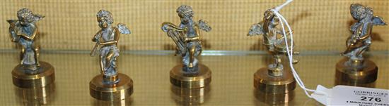 4 miniature cherub musician